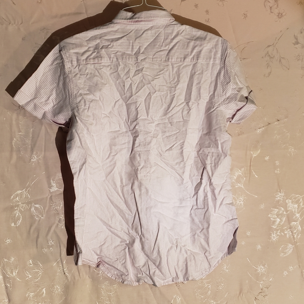 Pink and while stripe button down - Picture 2 of 2